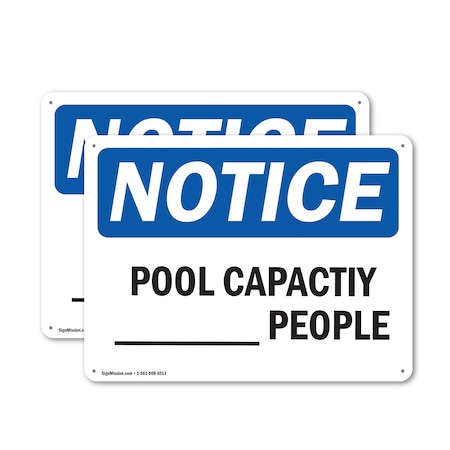 Signmission Pool Capacity _ People, 24 in W x Rectangle, Plastic OS-2PACK-NS-P-1824-L-17675